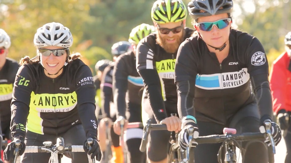 seasonal employees riding bikes