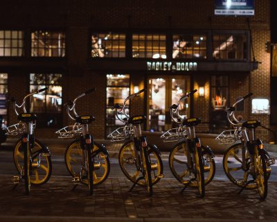 bicycles in front of store