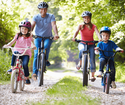 family on bicycles - climate change